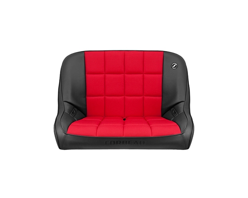 Corbeau 36-Inch Baja Bench Suspension Seat in Black Vinyl / Red Cloth 63417