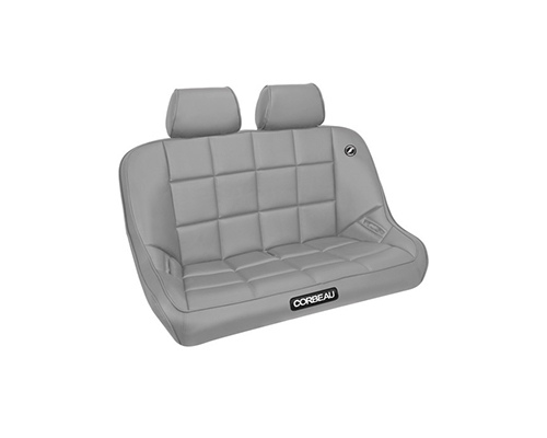 Corbeau 42-Inch Baja Bench Suspension Seat in Grey Vinyl Headrest HR09