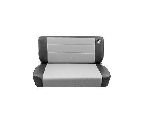Corbeau Safari Bench Seats in Black Vinyl / Grey Cloth 60019