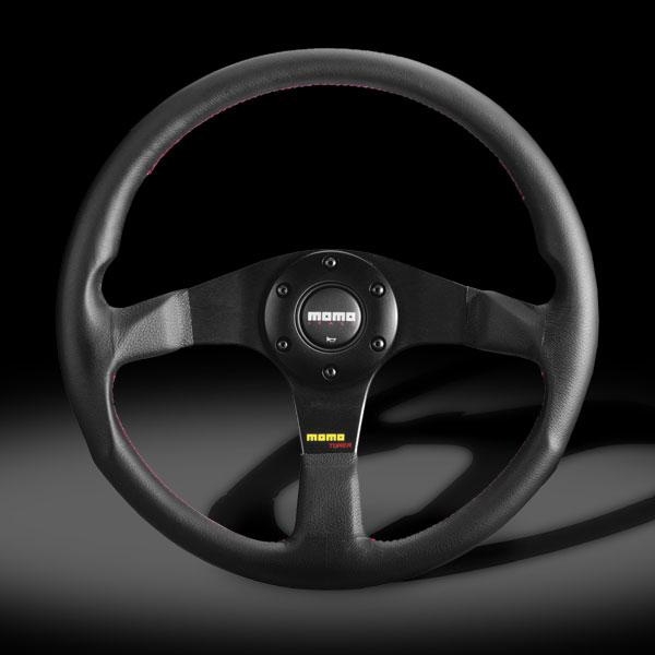 MOMO 350mm Tuner Steering Wheel Black w/Red Stitching