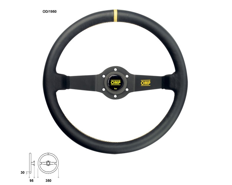 OMP Rally Steering Wheel Black Leather