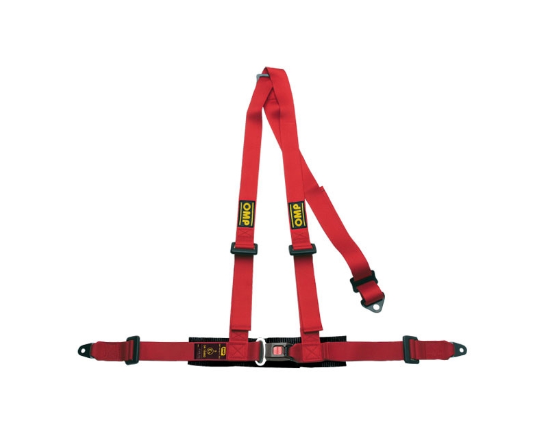 OMP Road 3 3-Point Racing Harness, Red