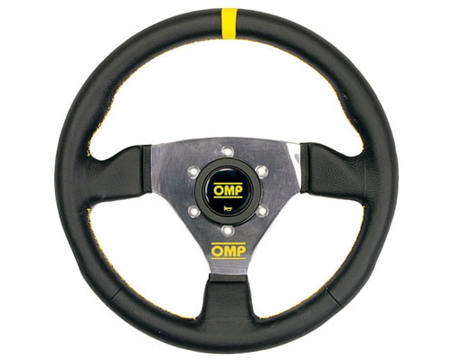 OMP Trecento Flat 350mm Black Leather Steering Wheel 