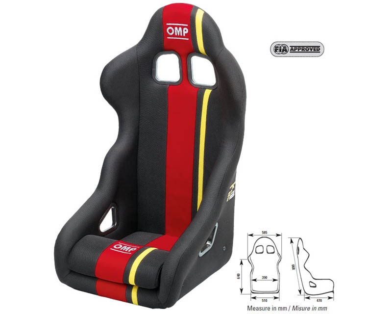 OMP TRS Plus Tubular Racing Seat, Black with Grey | Red