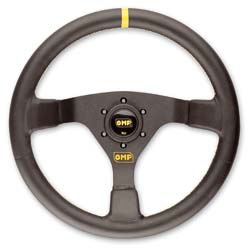 OMP WRC Steering Wheel Mid-Depth 350mm Dished Black | Red Leather