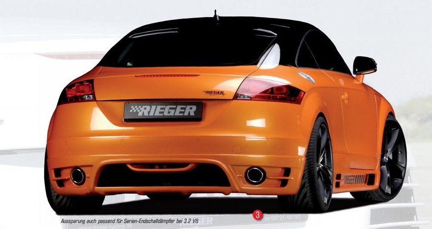 Rieger Carbon Look Rear Skirt w/ Intakes for Single Tips Audi TT 8J 07-12