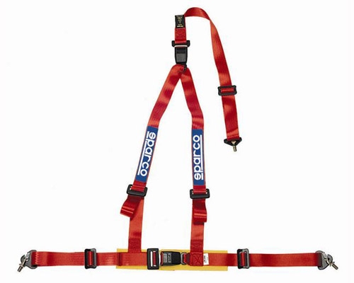 Sparco 2 Inch Tuner 3-Point Double Buckle Harness Red