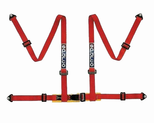 Sparco 2 Inch Tuner 4-Point Bolt-In Harness Red