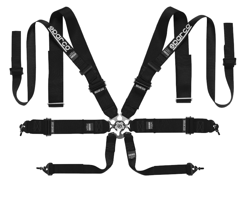 Sparco Black Competition 8-Point Double Shoulder Harness