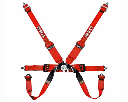 Sparco Competition 6-Point Pull Down Style Harness Red