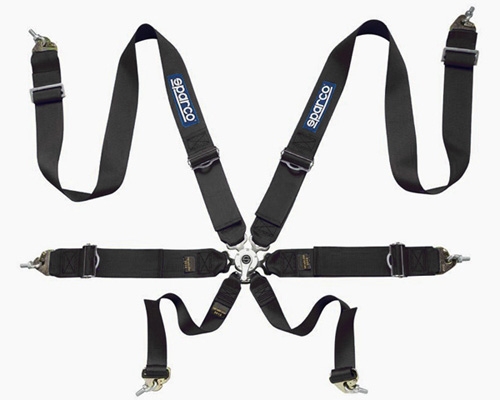Sparco Competition 6-Point Pull Up Style Harness Black
