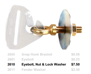 Team Tech Harness Hardware Eyebolt Nut and Lock Washer