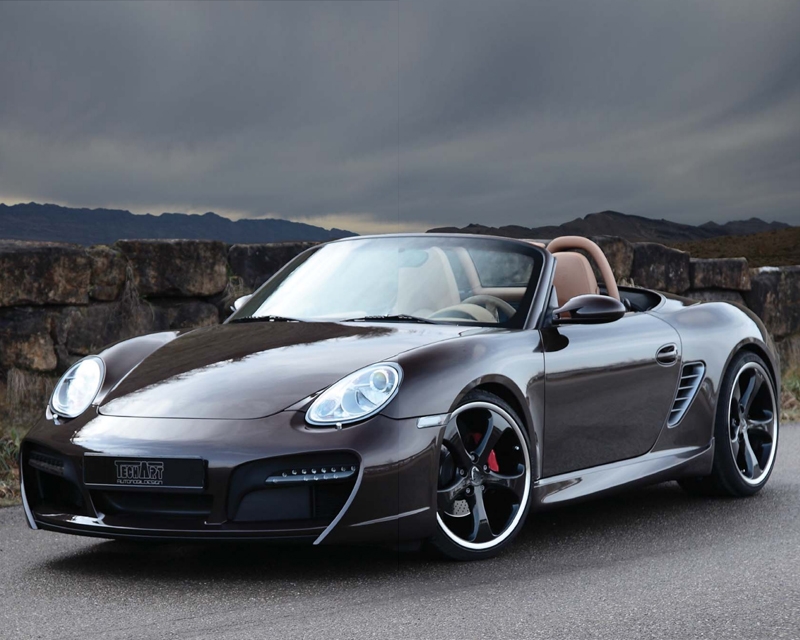 TechArt Front Spoiler Type 2 with Black Running Lights Porsche Cayman with OE DRL 06-13